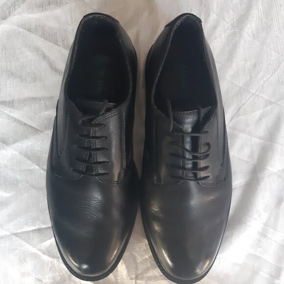 Benchmark SZ 12W Men's Derby Shoes Black Leather, Rubber Sole - Picture 4 of 10